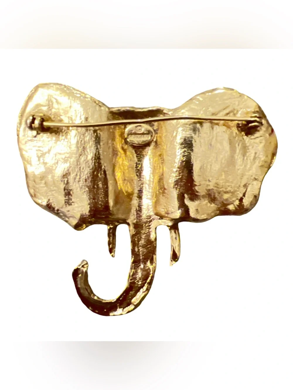 Rare Graziano Gold Tone  elephant head brooch